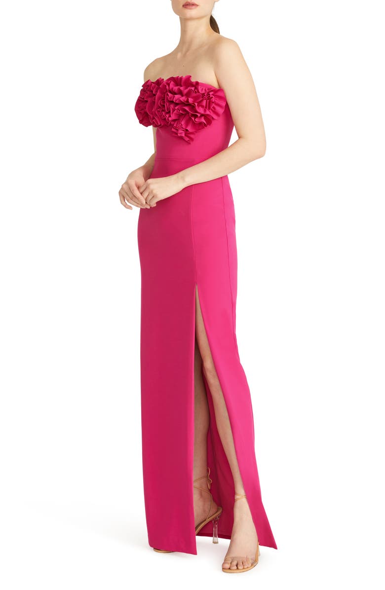 ML Monique Lhuillier Gemma Strapless Crepe Column Gown, Alternate, color,