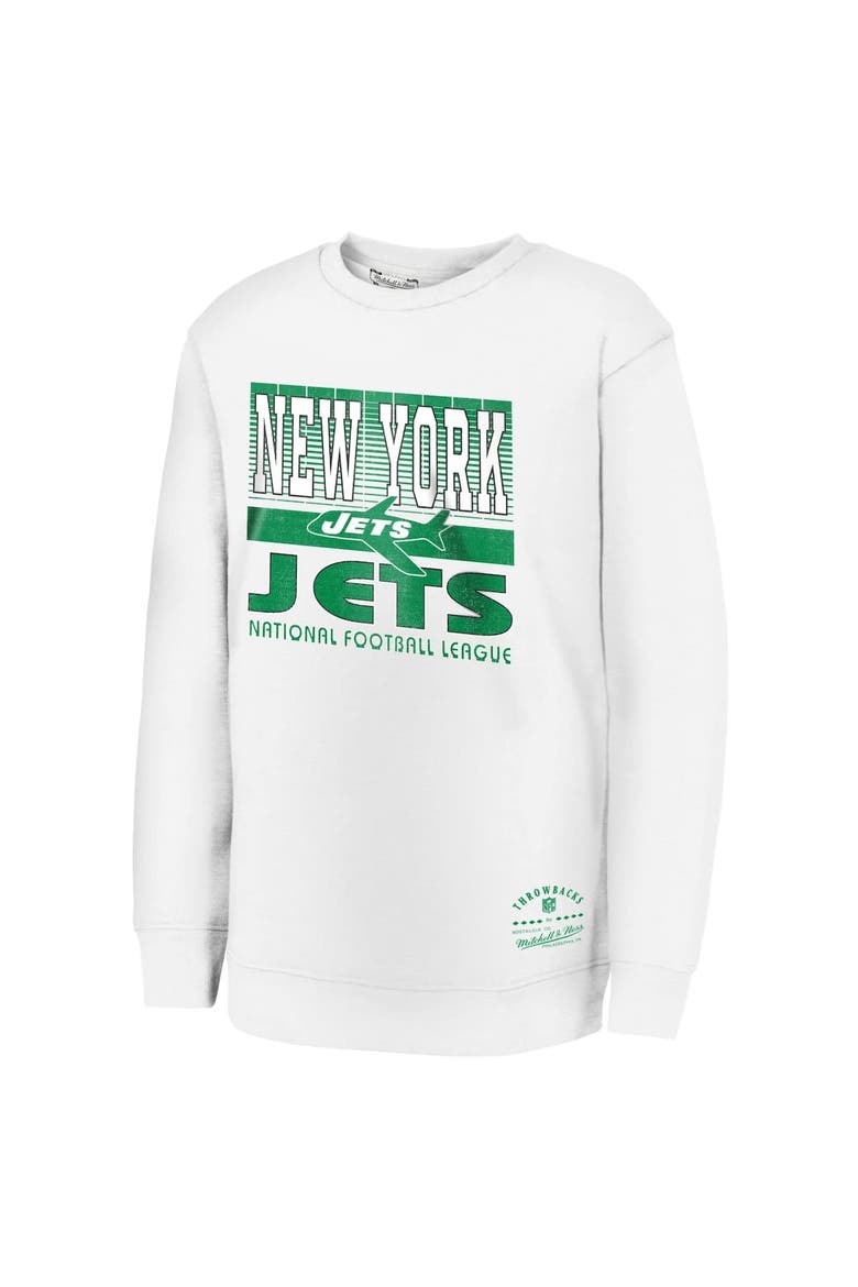 Youth White New York Jets Retro Big Game Fleece Pullover Sweatshirt, Alternate, color, White