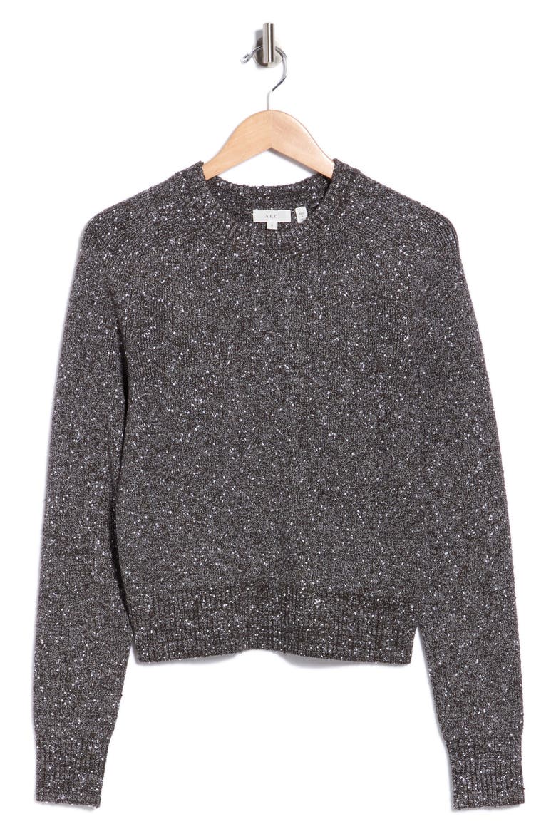 Zoe Crewneck Sweater, Main, color, CHARCOAL/ DARK BROWN