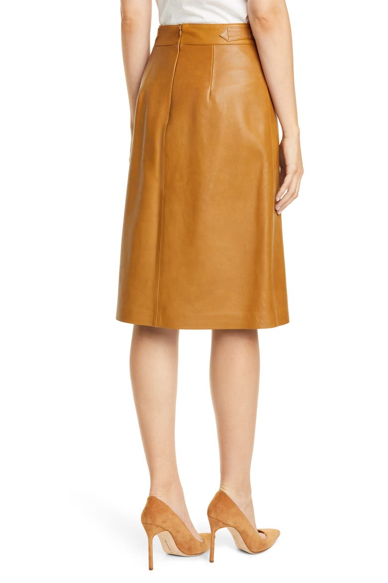 Buckle Detail Leather Skirt, Alternate, color, BROWN OCHRE