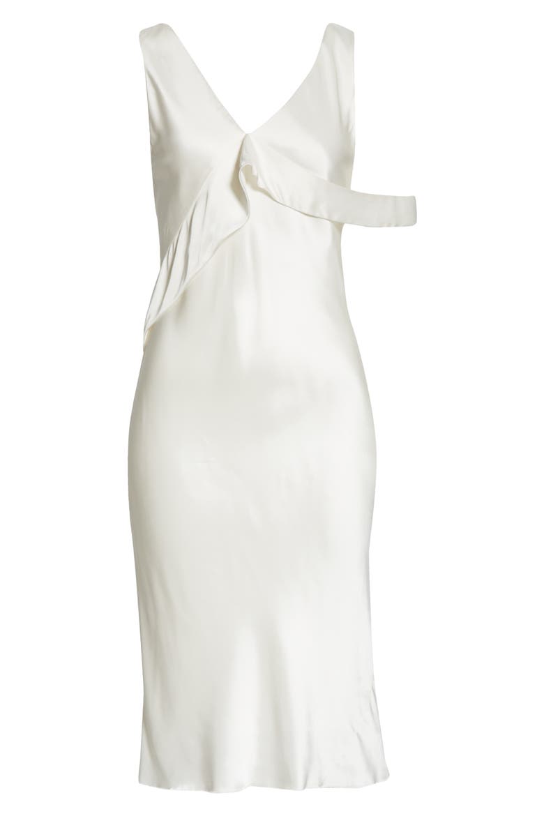Sash Double Satin Dress, Alternate, color, IVORY
