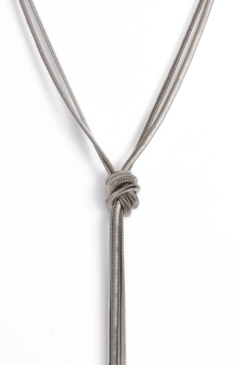 Something Navy Exaggerated Lariat Necklace, Alternate, color, Rhodium