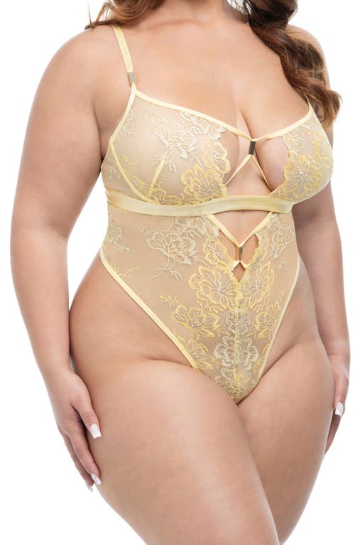Oh La La Cheri Pilar Embroidered Mesh Teddy In Botanical Blooms 040/banana