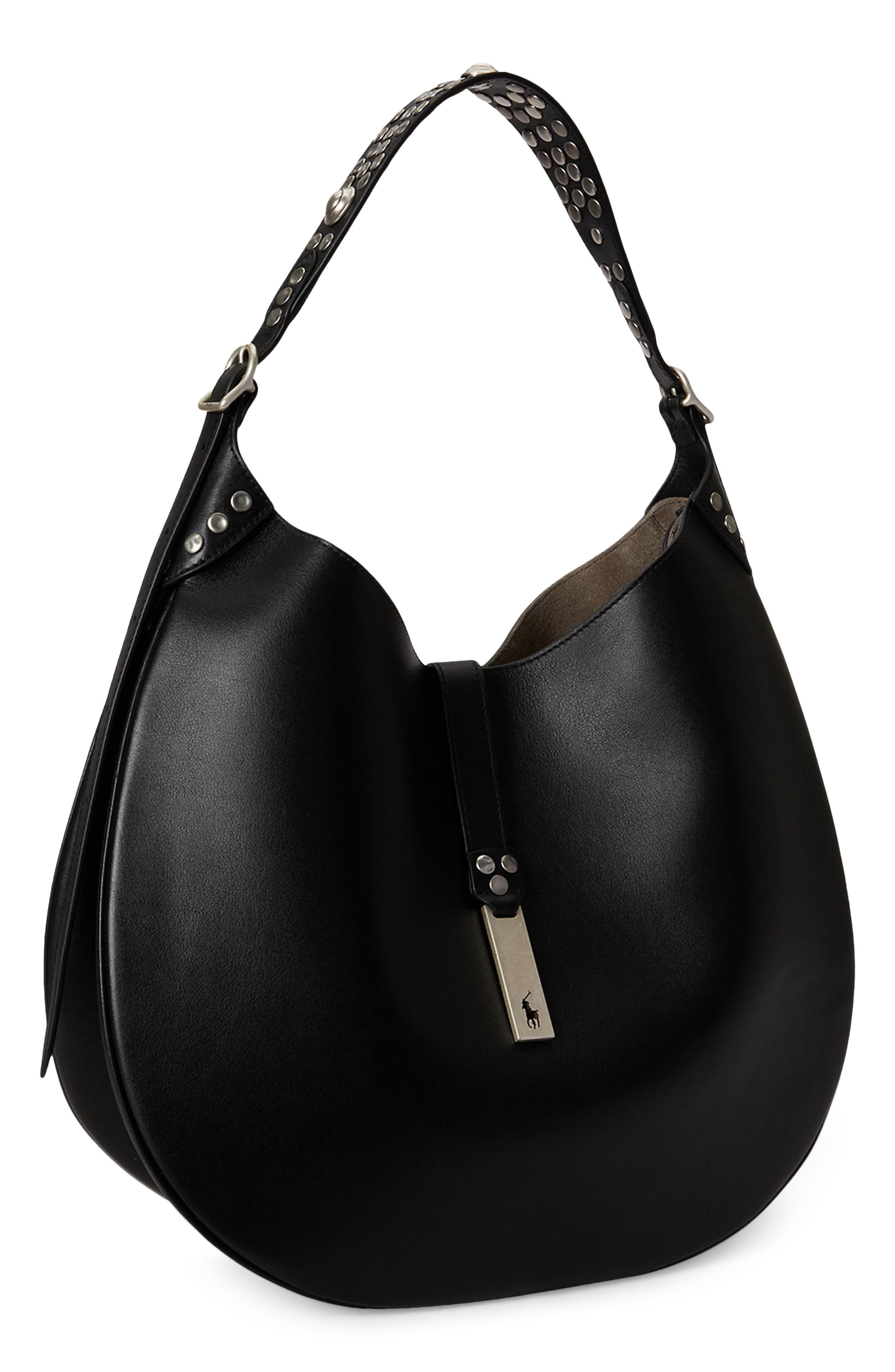 ID Leather Shoulder Bag, Alternate, color, BLACK