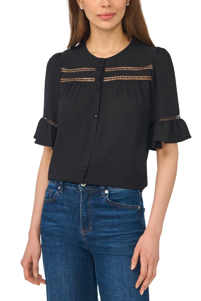 Lace Ruffle Top, Main, color, RICH BLACK