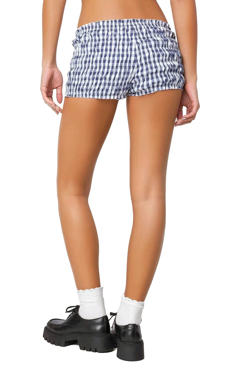 Gingham Smocked Microshorts, Alternate, color, NAVY