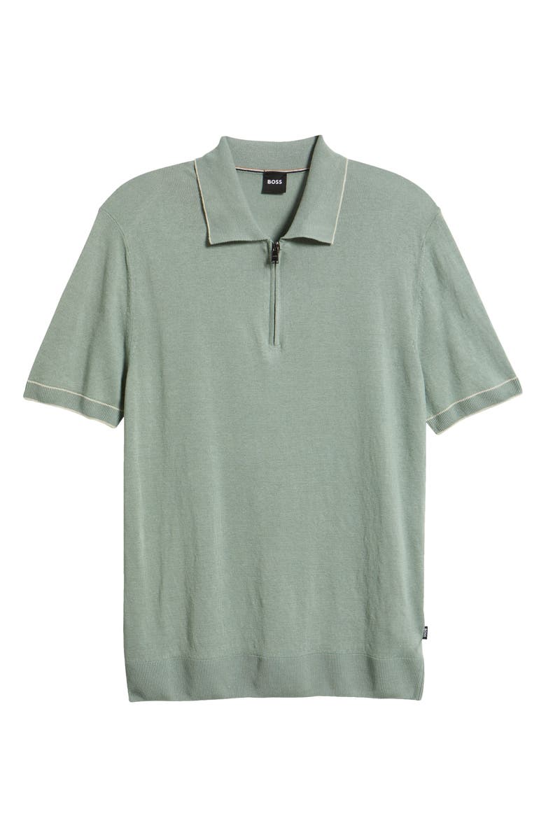 BOSS Jiovanotto Quarter Zip Polo, Alternate, color, Open Green