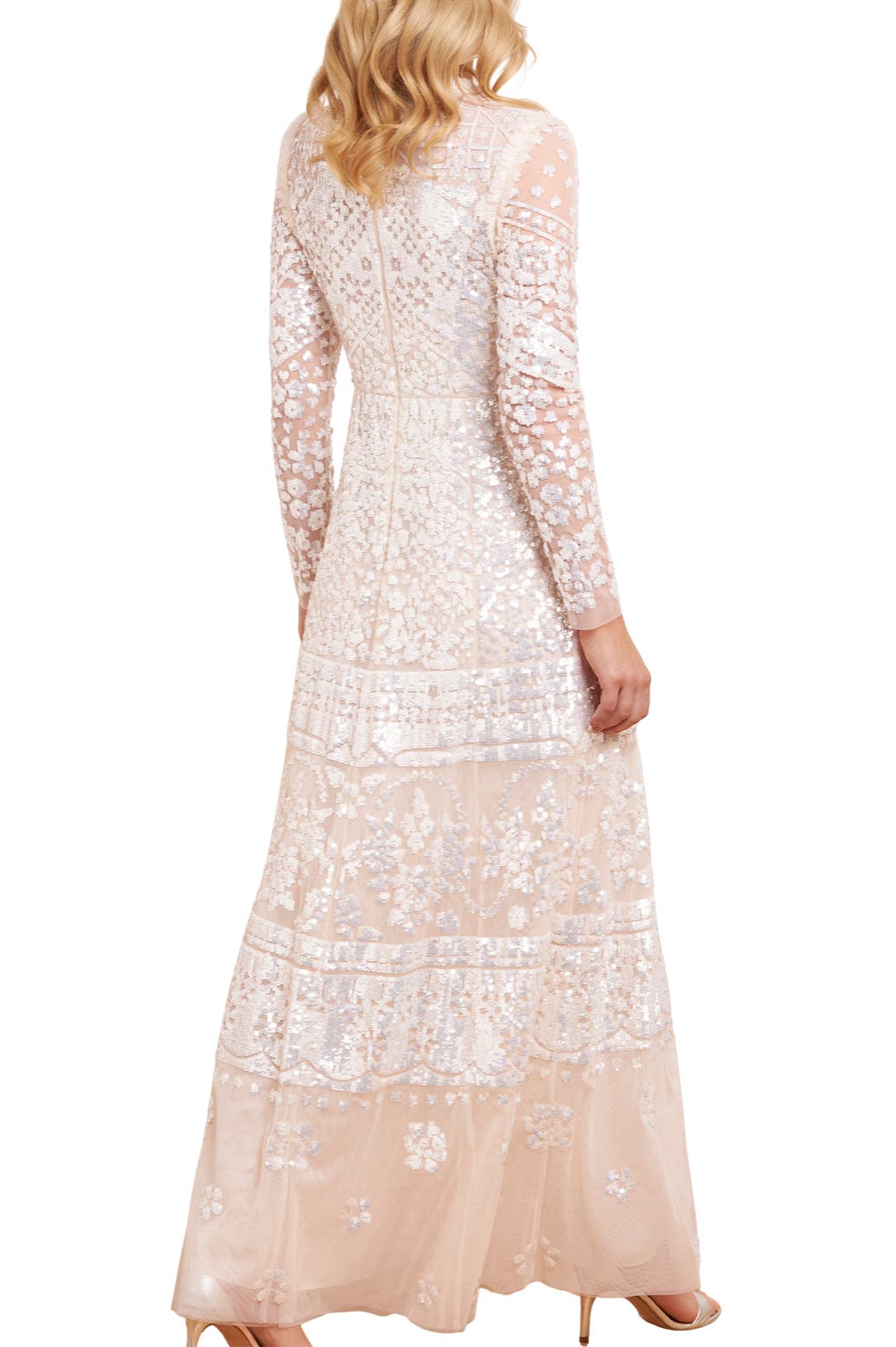 Needle & Thread Aurora Long Sleeve Round Neck Gown (Women) | Nordstrom