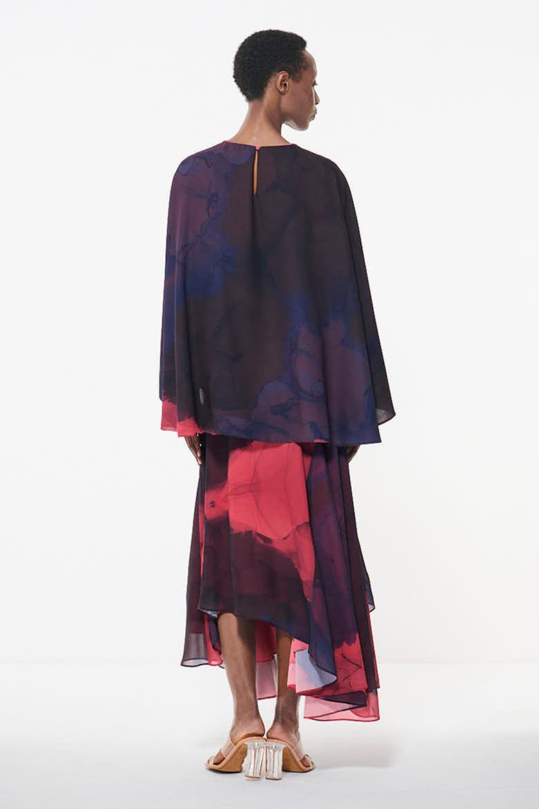 Cape Sleeve Printed Top, Alternate, color, Multicolor
