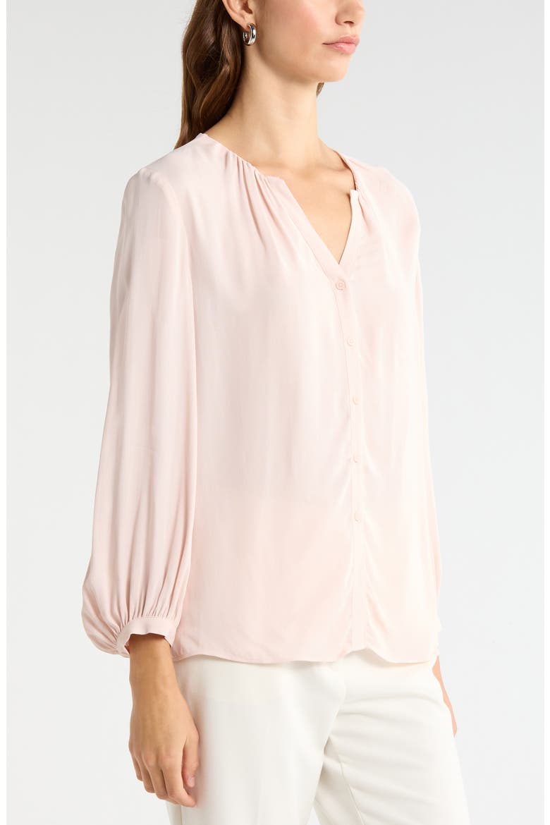 V-Neck Button-Up Top, Alternate, color, PINK WISP