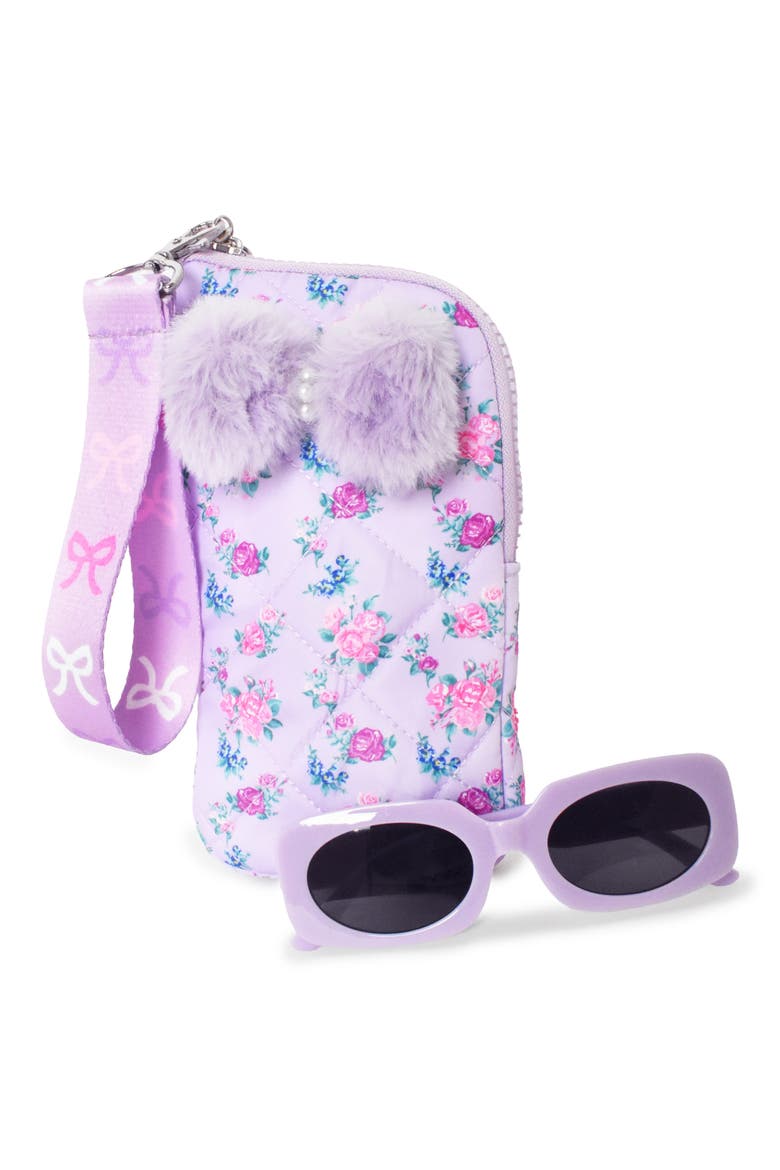 Kids' Sunglasses with Floral Zip Case, Main, color, LAVENDER