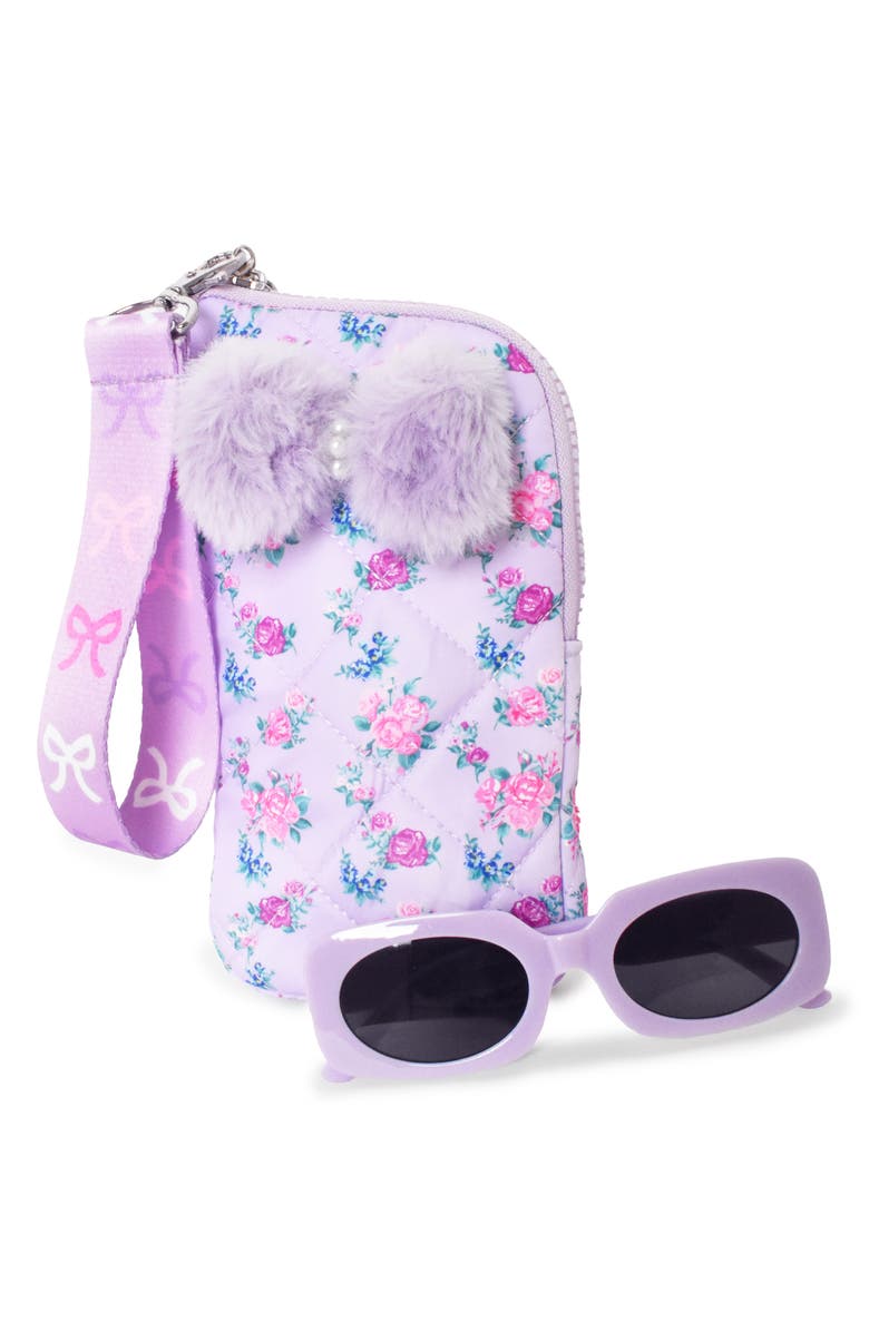 OMG Accessories Kids' Sunglasses with Floral Zip Case, Main, color, Lavender