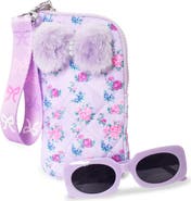 OMG Accessories Kids' Sunglasses with Floral Zip Case