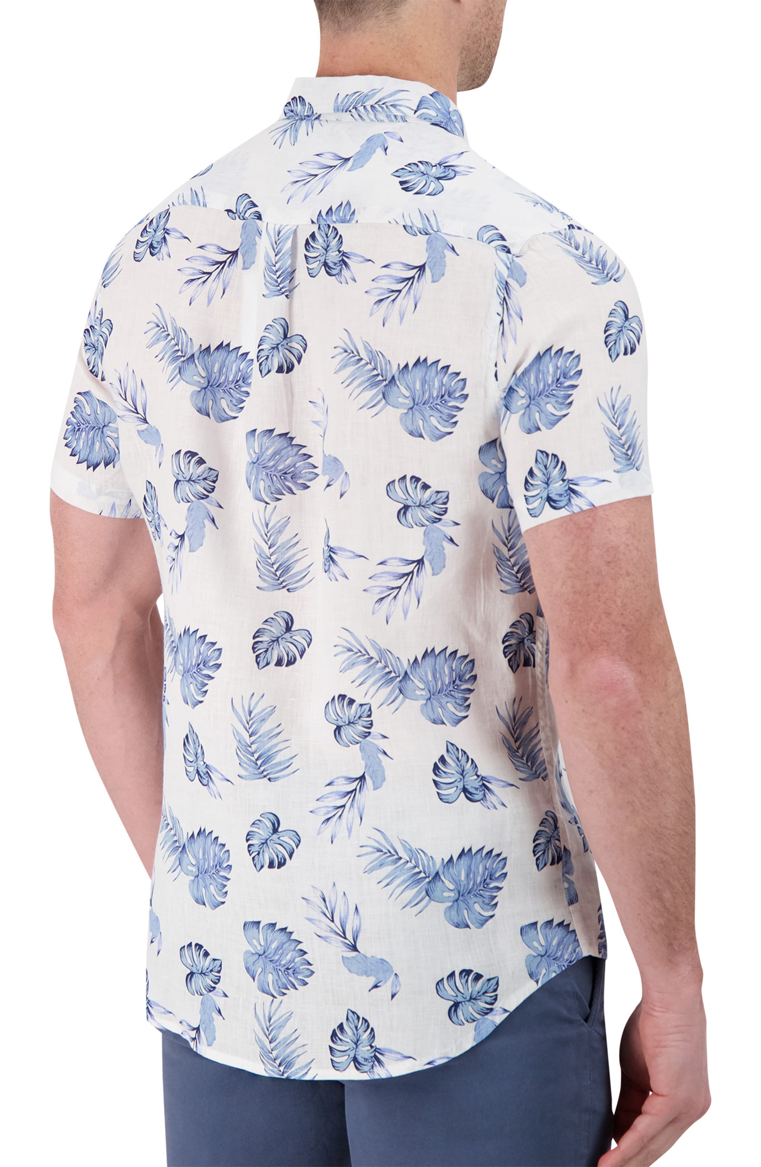 Report Collection Novelty Floral Linen Button-Down Shirt (Men ...