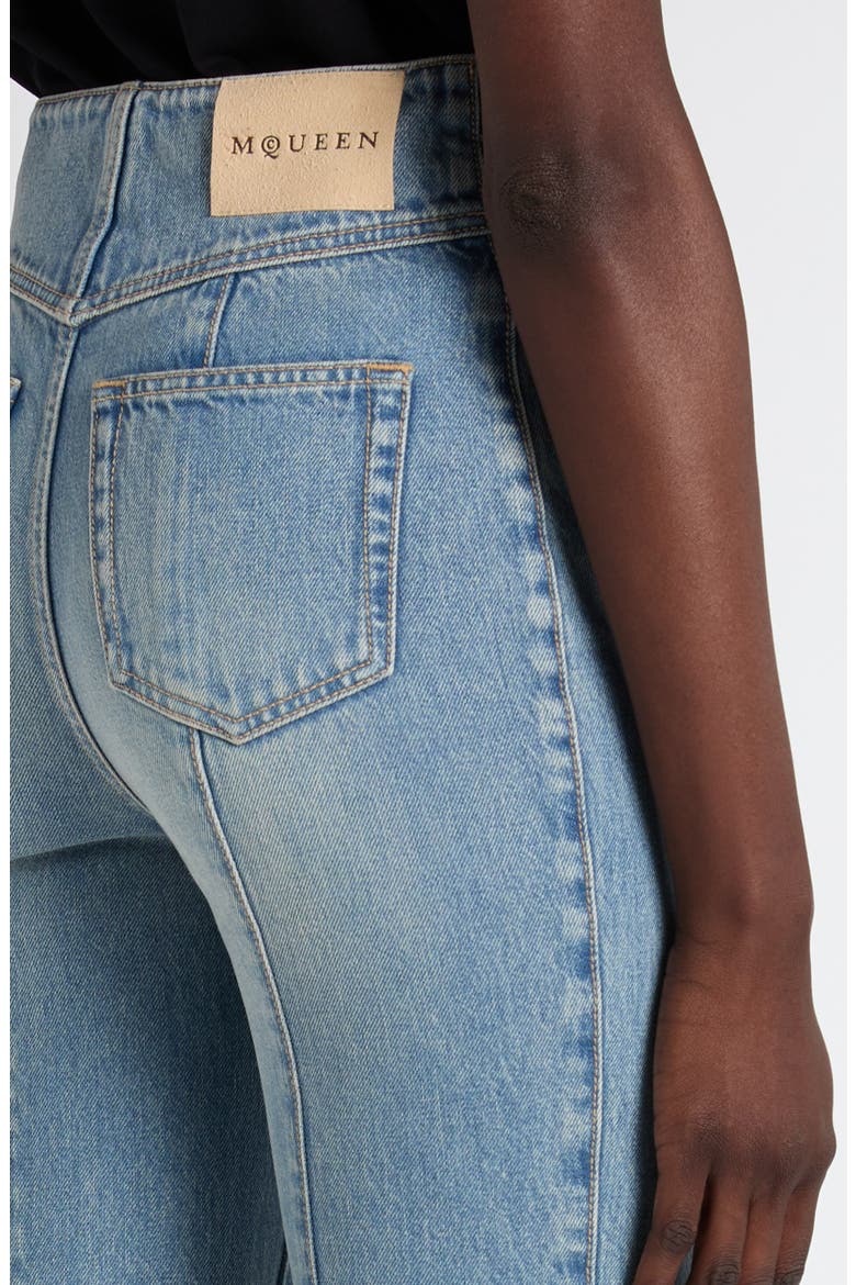 Foldover Waist Denim Bootcut Jeans, Alternate, color, ROYAL