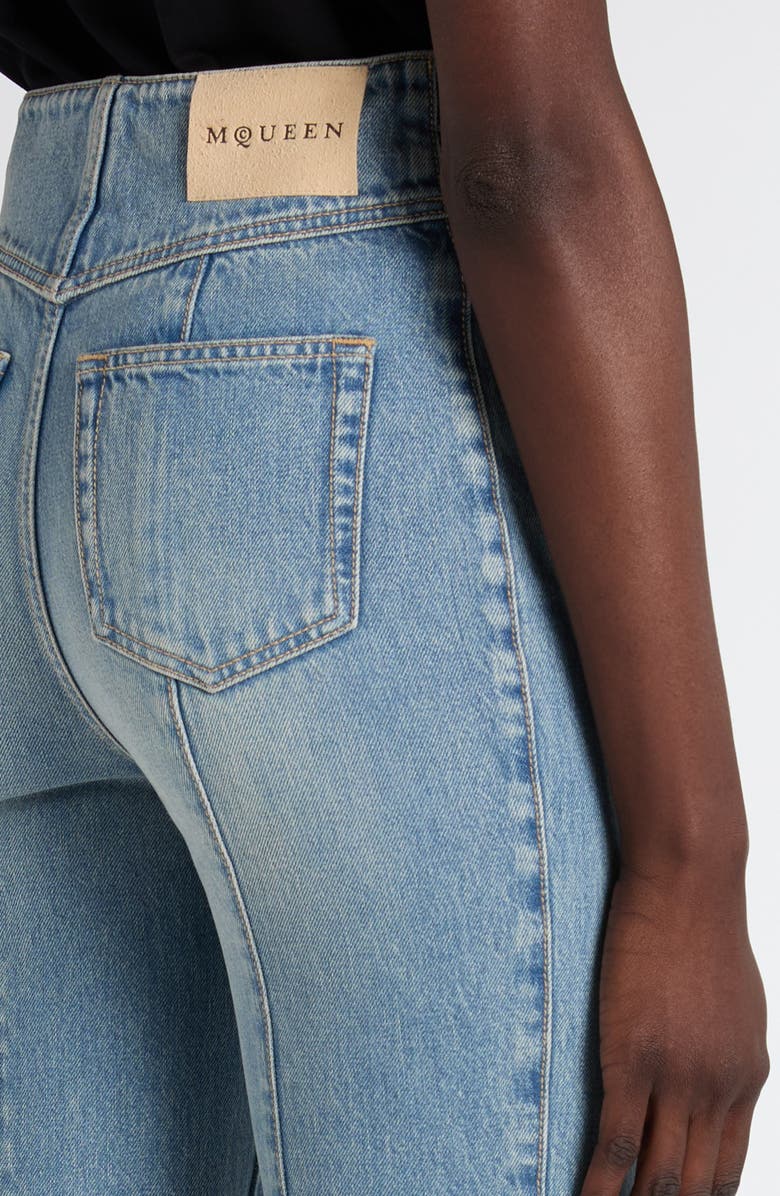 McQueen Foldover Waist Denim Bootcut Jeans, Alternate, color, Royal