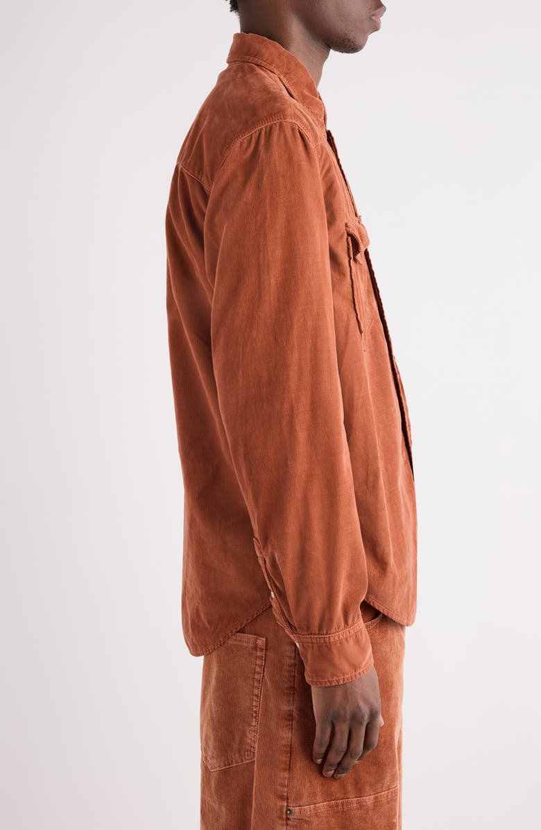 Isabel Marant Vasco Corduroy Snap-Up Shirt, Alternate, color, Rust