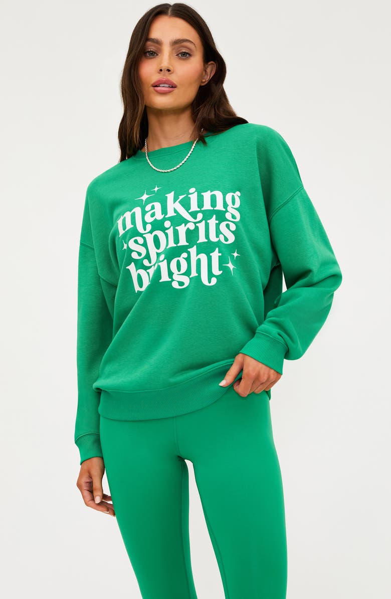 Beach Riot Devyn Making Spirits Bright Oversized Sweatshirt, Alternate, color, Frosted Fir