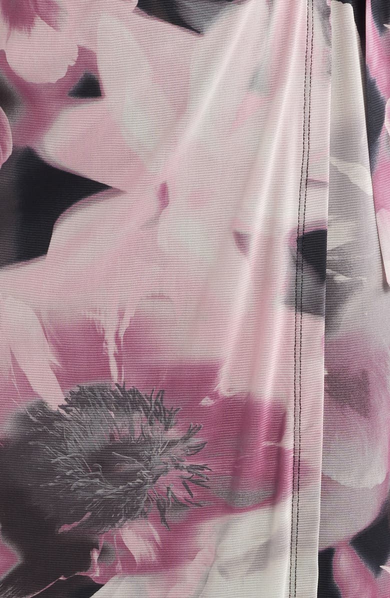 Anne Klein Floral Print Wrap Minidress, Alternate, color, Anne Black Multi