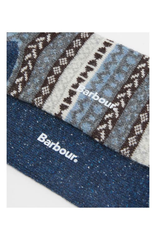 Barbour Assorted 2-pack Neppy & Fair Isle Wool Blend Socks In Blue