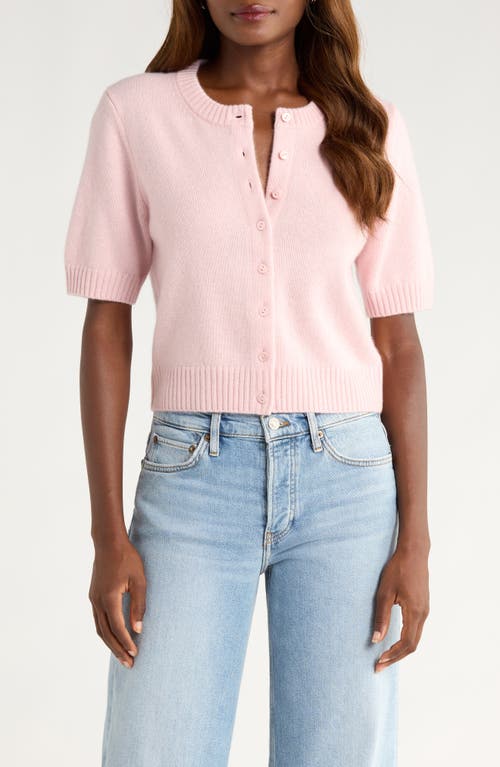 Reformation Short Sleeve Recycled Cashmere & Wool Cardigan in Cherry Blossom at Nordstrom, Size Small