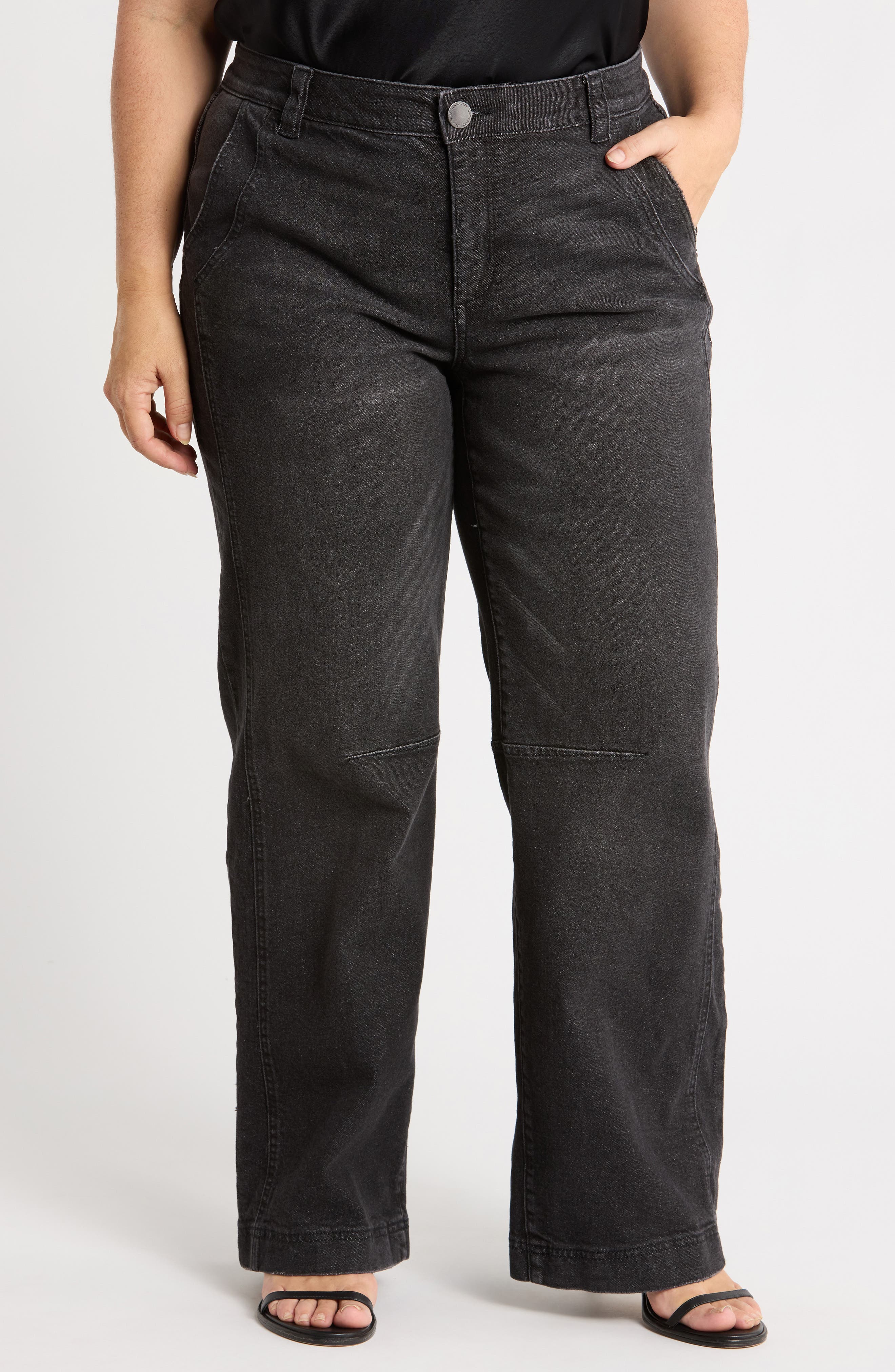 Darted High Waist Wide Leg Jeans