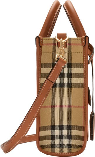 Burberry Mini Freya Check Canvas & Leather Tote | Nordstrom