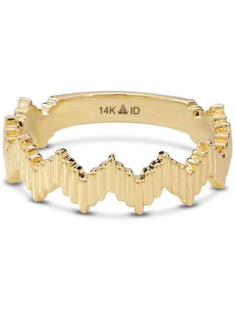 Ribbed Zig Zag Ring in 14K Gold