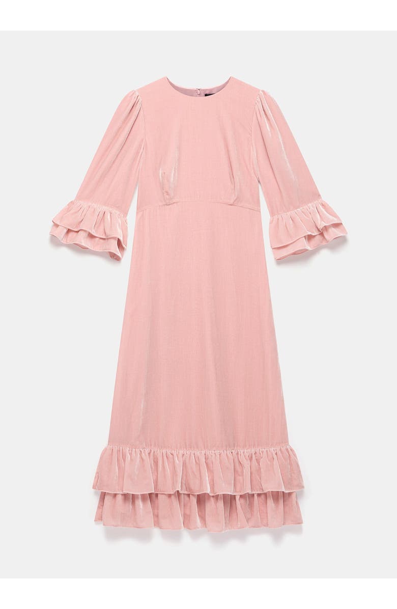 MINT VELVET Velvet Ruffle Midi Dress, Alternate, color, Pink
