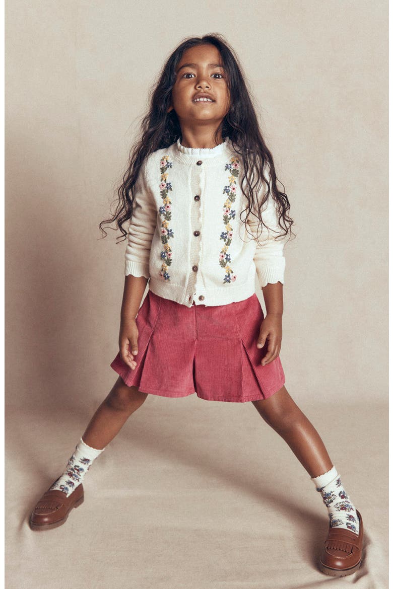 Kids' Pleated Corduroy Skort, Alternate, color, HOLLY BERRY CORD