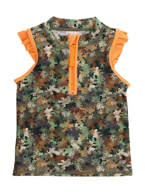 UPF50+ Sleeveless Zip Ruffle Sleeve Active Top