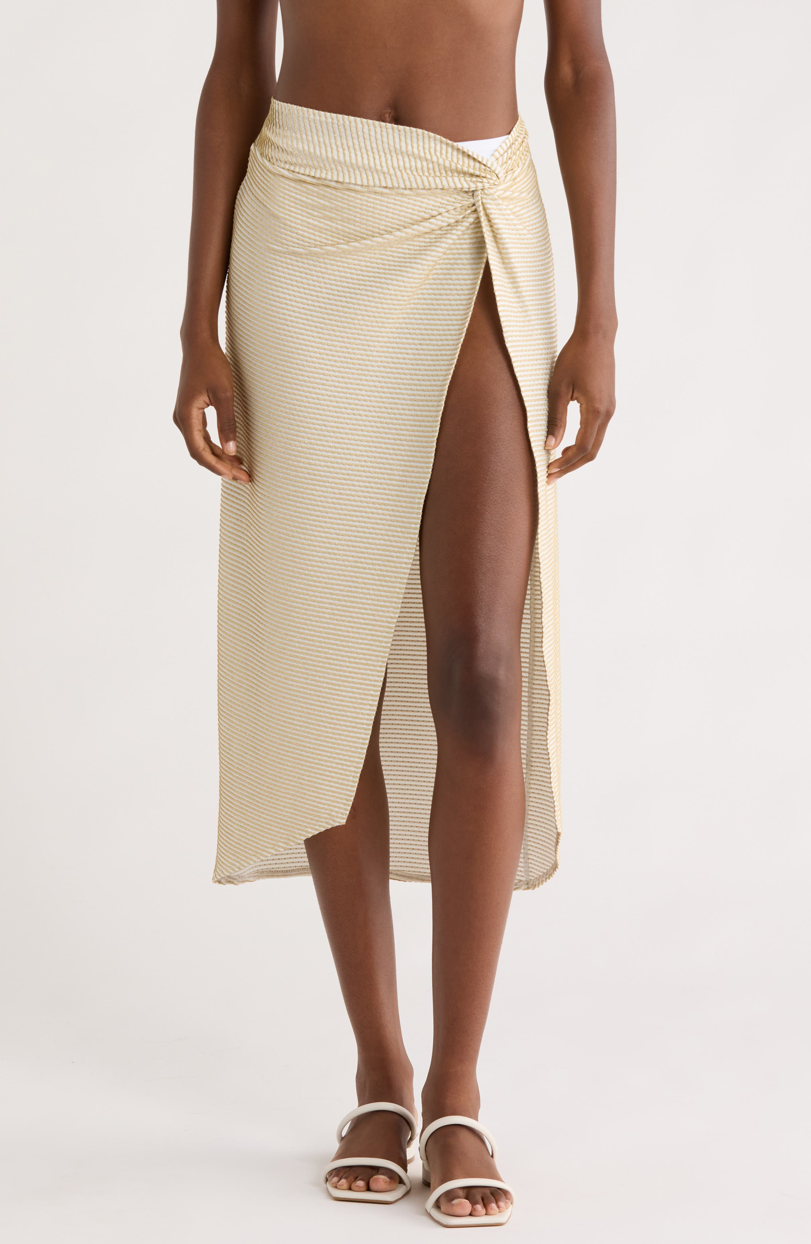 Xana Scallop Metallic Cover-Up Skirt