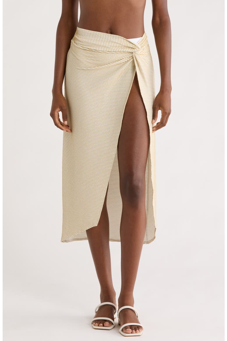 Xana Scallop Metallic Cover-Up Skirt, Main, color, GOLD SCALLOP
