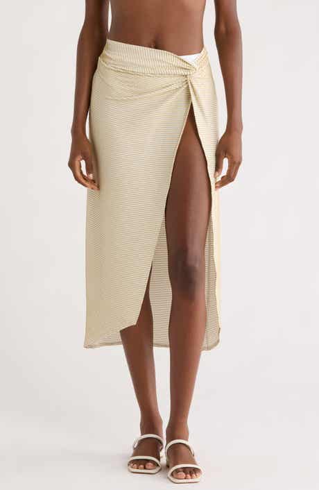 Xana Scallop Metallic Cover-Up Skirt
