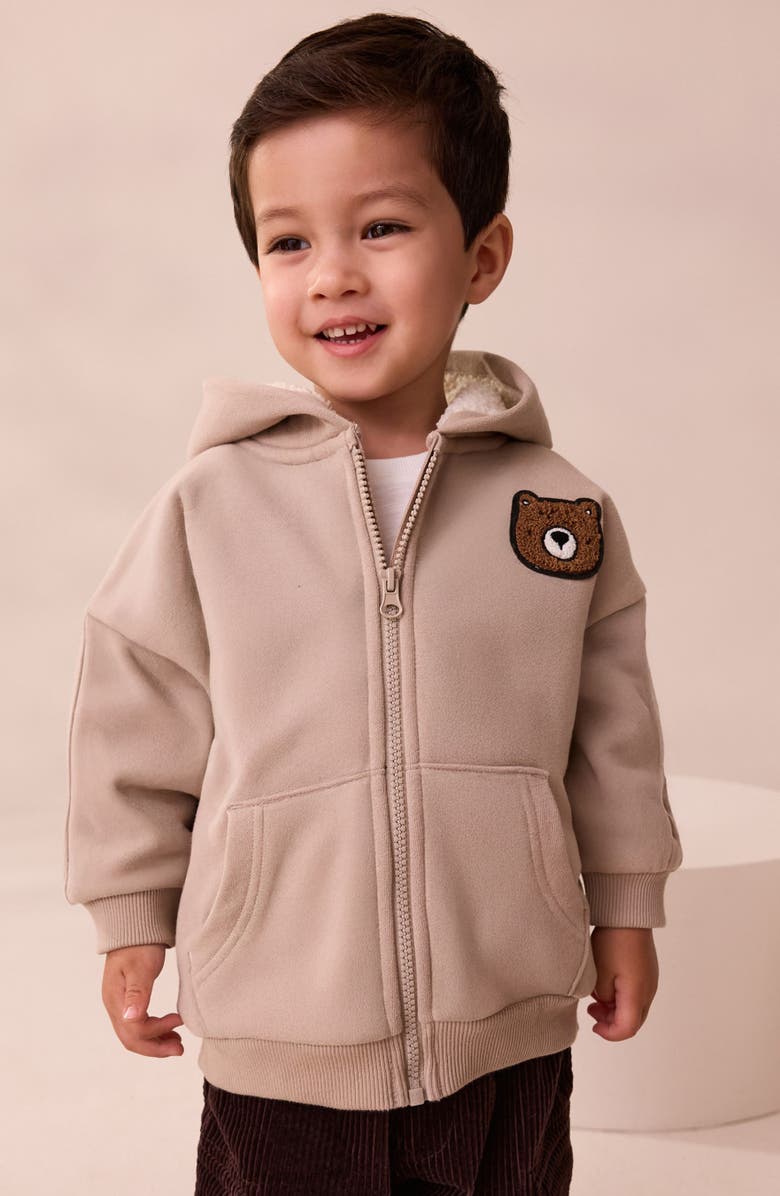 NEXT Kids' Emblem Front Zip Hoodie, Alternate, color, Neutral
