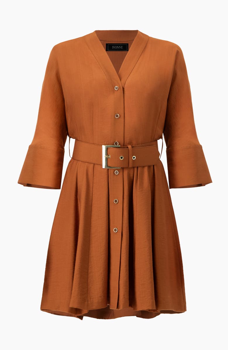 IVONNE Dolman Sleeve Solid Dress with Belt, Alternate, color, Brown