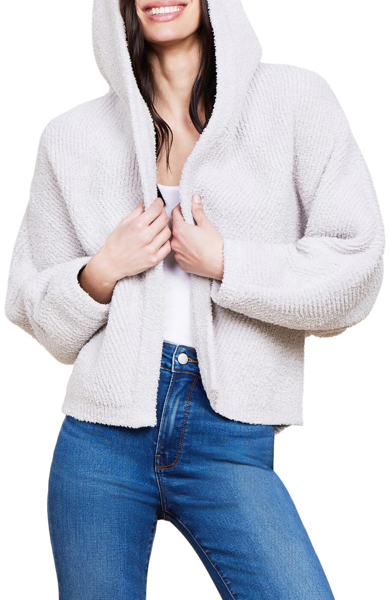 Barefoot Dreams<sup>®</sup> CozyChic<sup>®</sup> Hooded Chevron Rib Cardigan, Alternate, color,