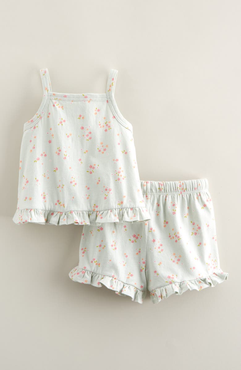 Nordstrom Ruffle Cotton Tank & Shorts Set, Alternate, color, Green Hush Coquette Ditsy
