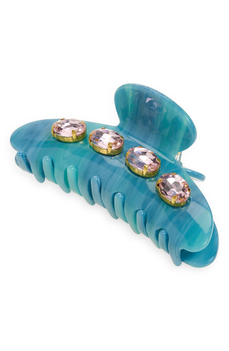 Lele Sadoughi Large Crystal Claw Clip, Main, color, Azure