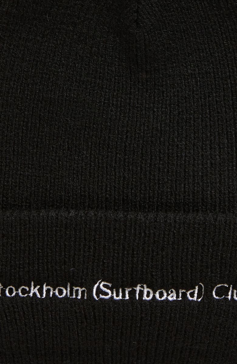 STOCKHOLM SURFBOARD CLUB Mossa Logo Embroidered Beanie, Alternate, color, Black