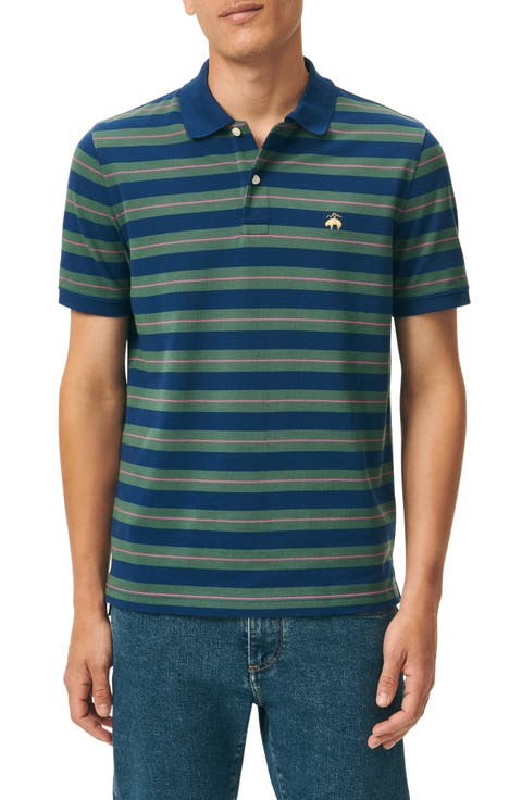 Stripe Stretch Cotton Piqué Polo
