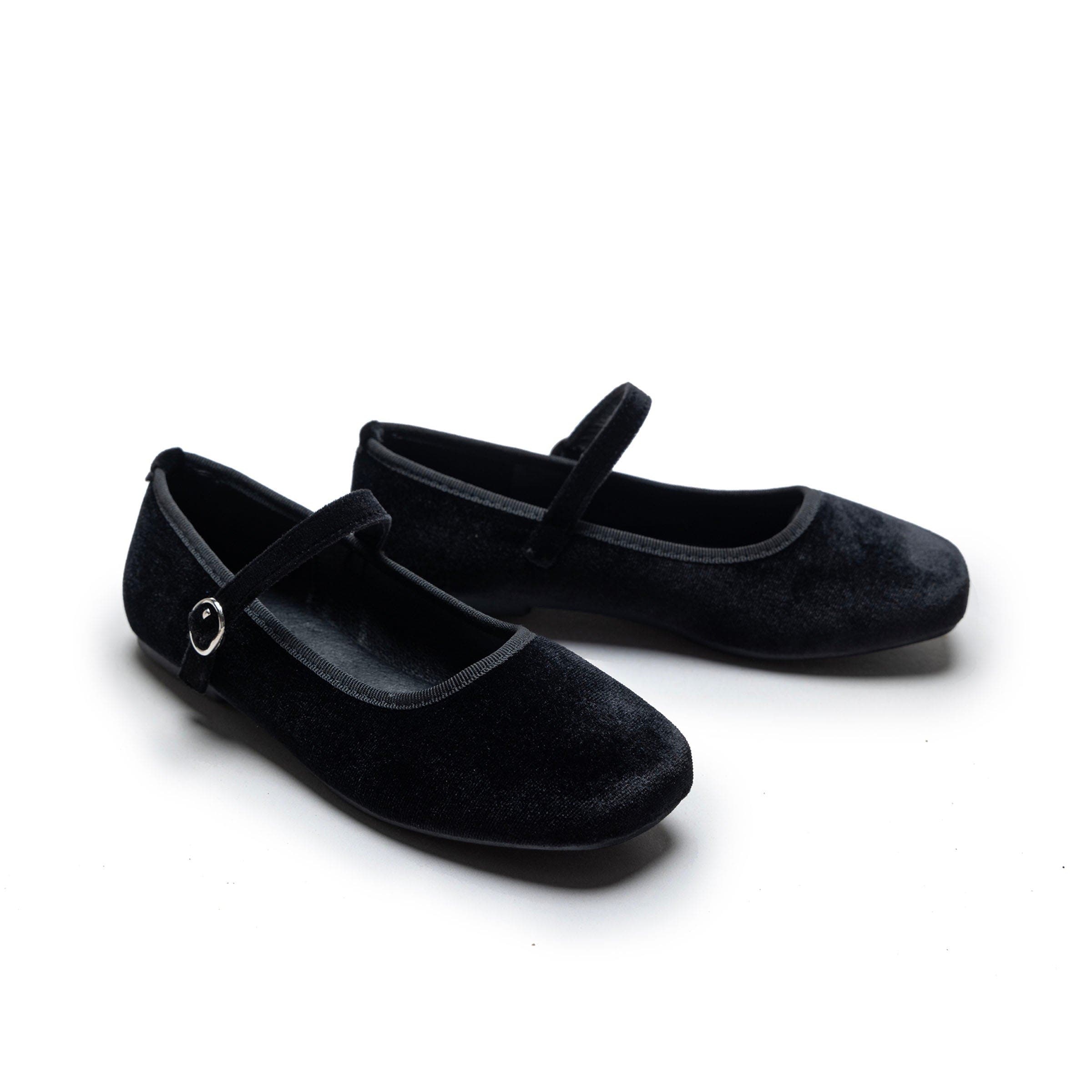 Tulleen Michelle Satin Velvet Flats, Alternate, color, Black