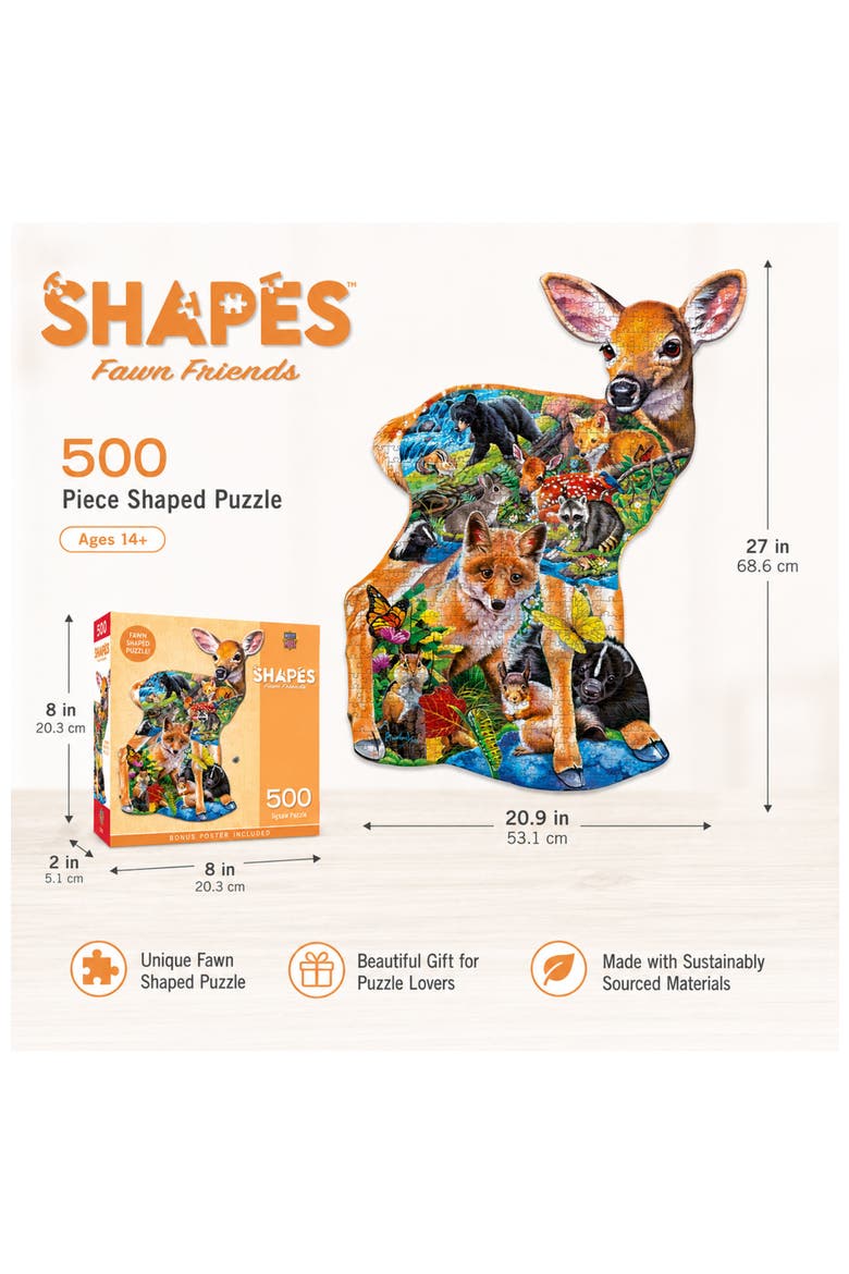 Fawn Friends 500 Piece Shaped Puzzle, Alternate, color, Multicolor