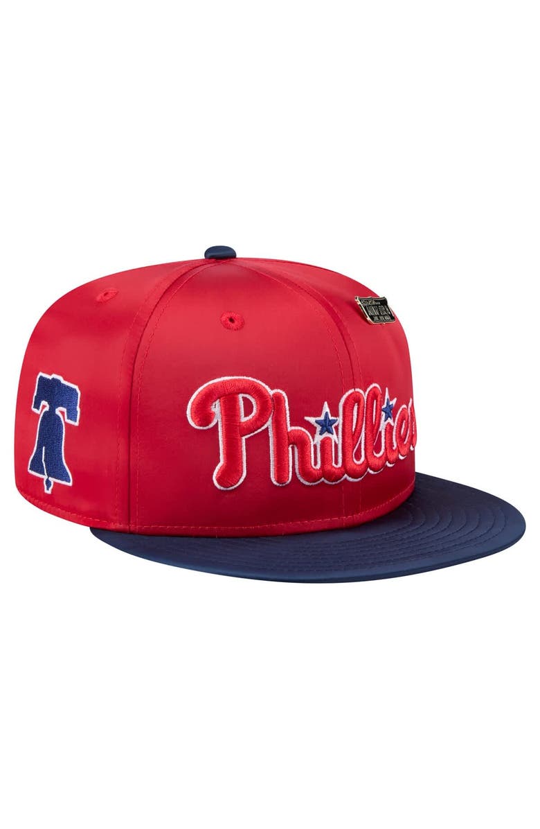 New Era Men's New Era Red/Navy Philadelphia Phillies Satin 59FIFTY Fitted Hat, Main, color, Red