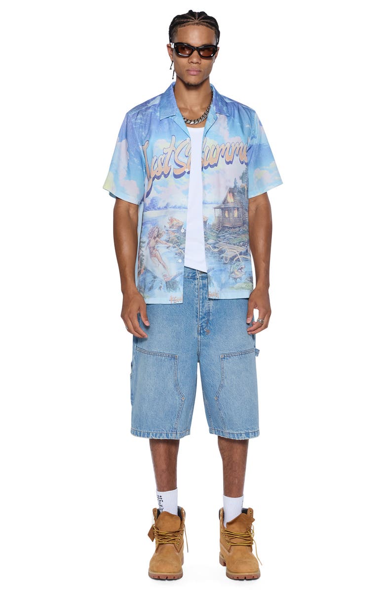 Ksubi Last Summer Print Camp Shirt, Alternate, color, Grey Multi