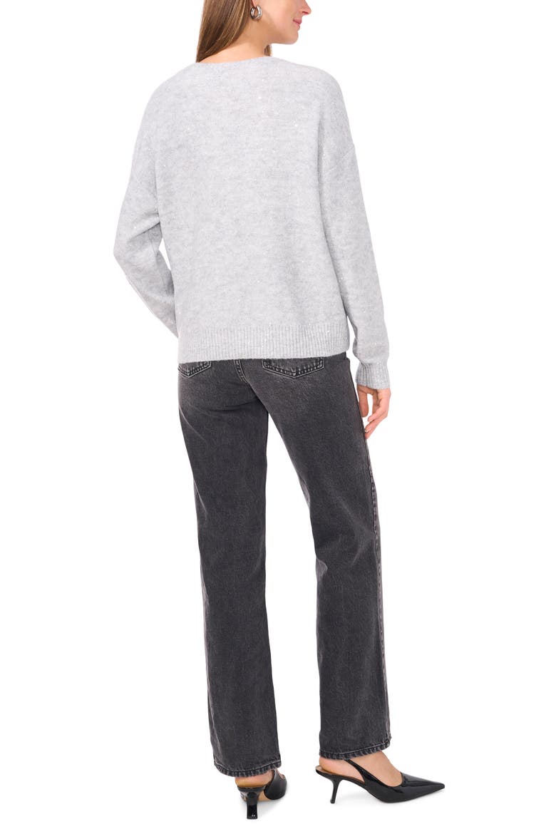 Sequin Detail V-Neck Sweater, Alternate, color, VAPOR