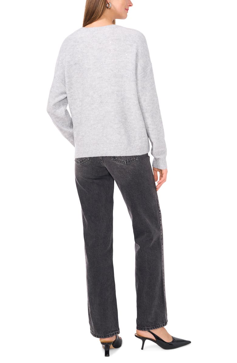 Vince Camuto Sequin Detail V-Neck Sweater, Alternate, color, Vapor