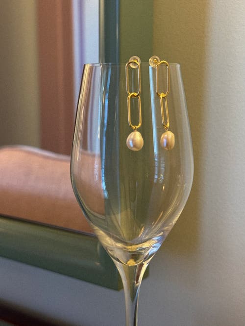 Seree Carla Pearl Drop Earrings In White
