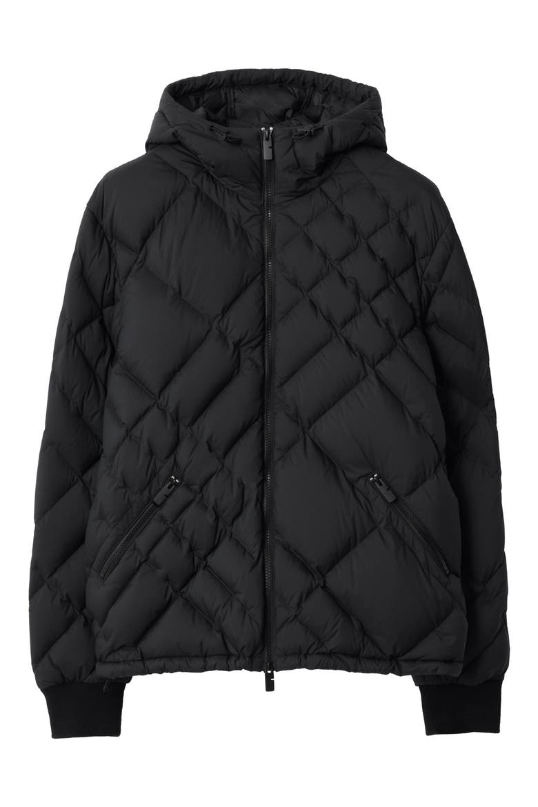 Doversgreen Check Quilted Hooded Down Puffer Jacket, Alternate, color, BLACK