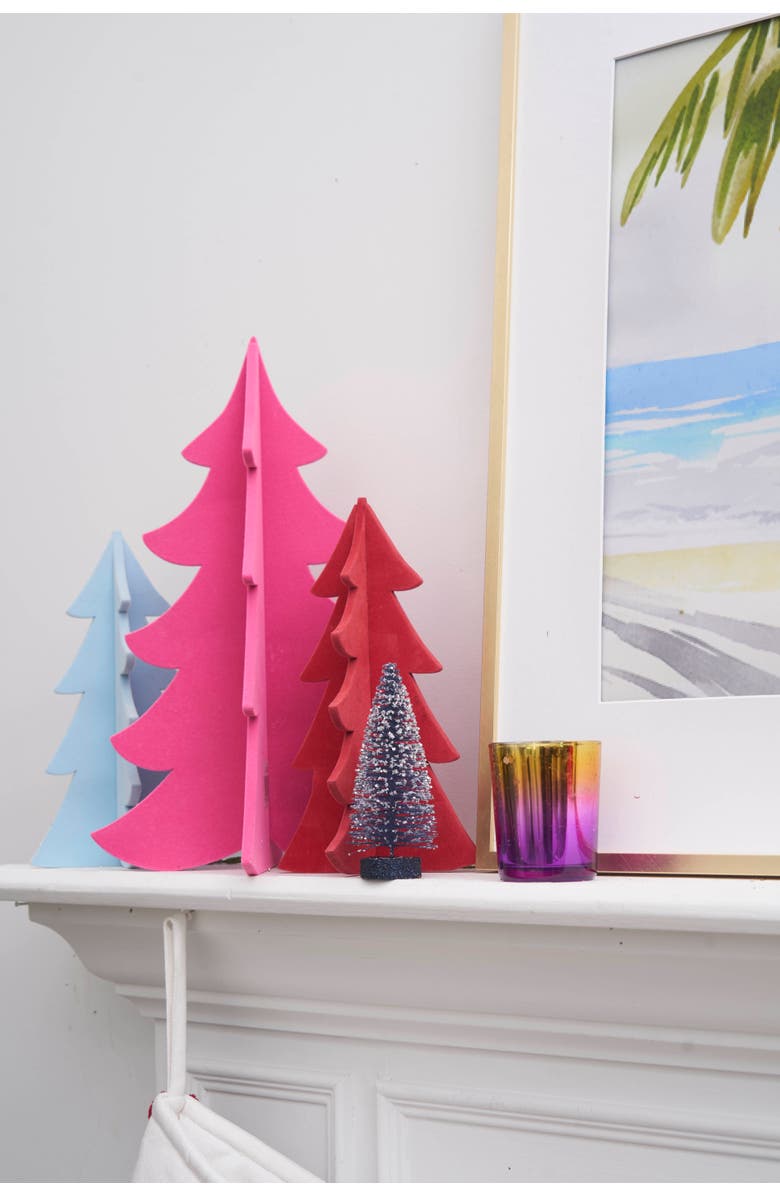 carol & frank Flocked Red Tree Figurine Set of 2, Alternate, color, Red